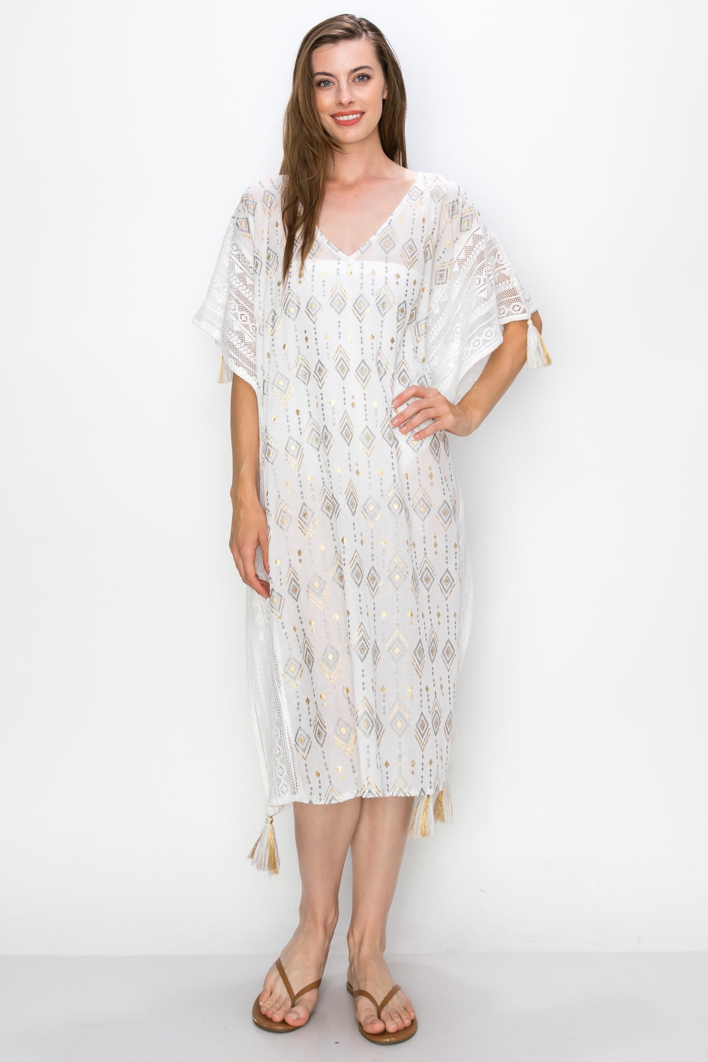 Goldy White Kaftan