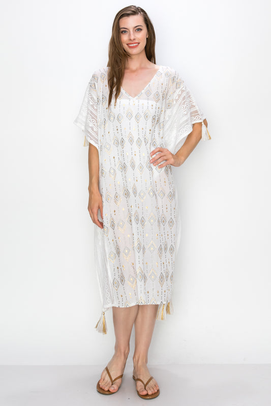 Goldy White Kaftan